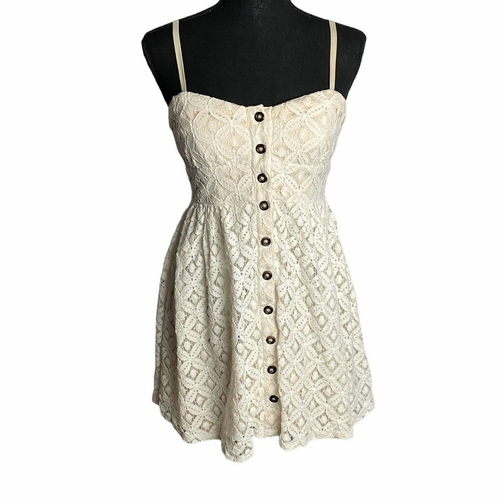 Three Pink Hearts Trixxie Juniors Tan Lace Dress